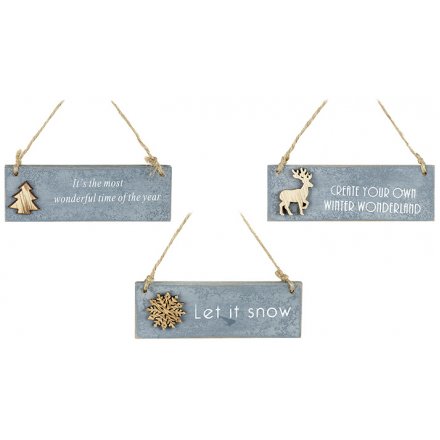 Hanging Christmas Plaques Pack of 3