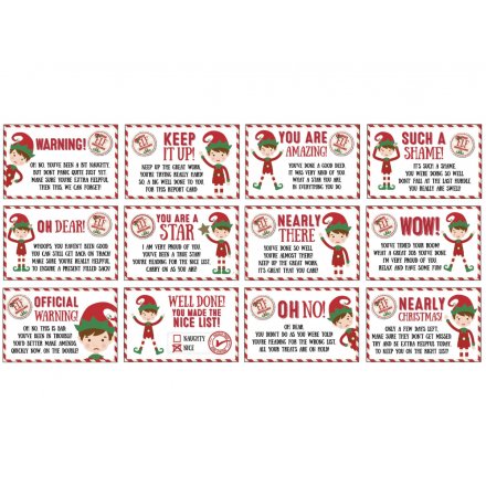 Pack of 12 Elf Report Cards 