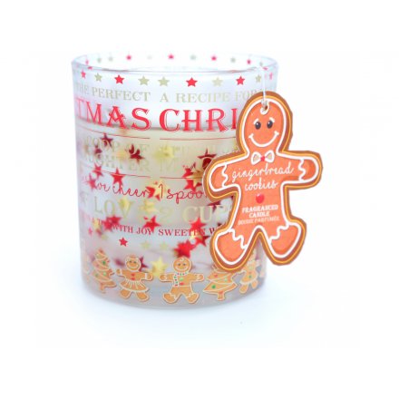 Glass Gingerbread Gel Candle, 9cm