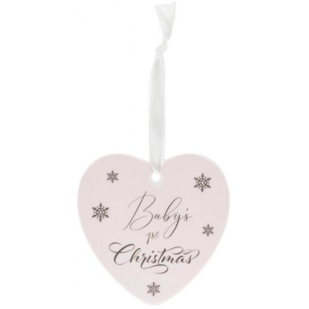 Pink Babys First Christmas Heart Hanger 