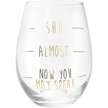 Shhh... Lined Gold Wine Glass