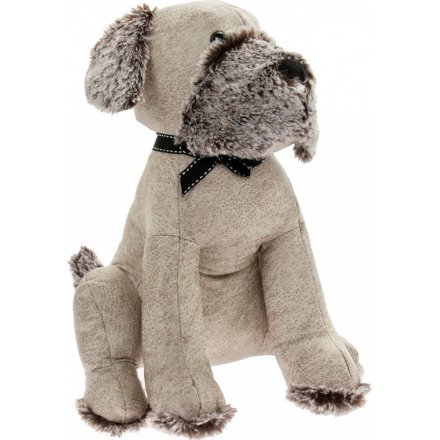 Faux Leather Doggy Doorstop - Cream 