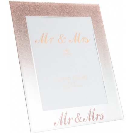 Mr&Mrs Gold Glitter Mirror Frame 8 x 10"