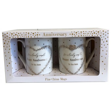  A Fine China Mug beautifully decorated with a silver foil spotted pattern, a charming scripted text and added diamonte 