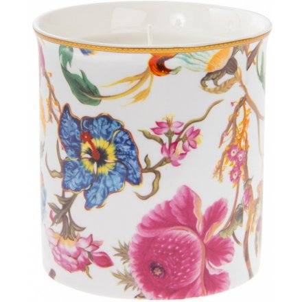 Pink Floral Scented Candle Pot 11cm