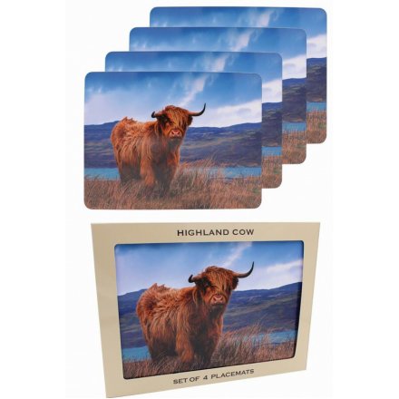 Highland Cow Set of 4 Placemats 