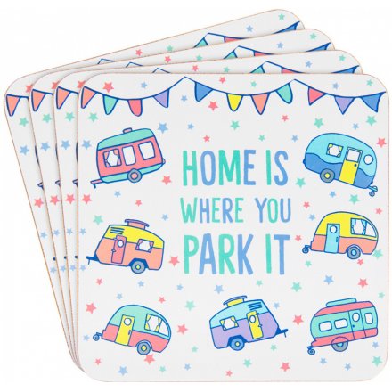 Colourful Caravan Life Coasters Pack of 4