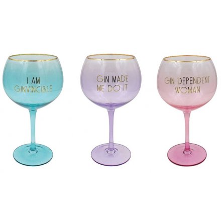Pink/Purple/Blue Party Gin Balloon Glasses 21cm