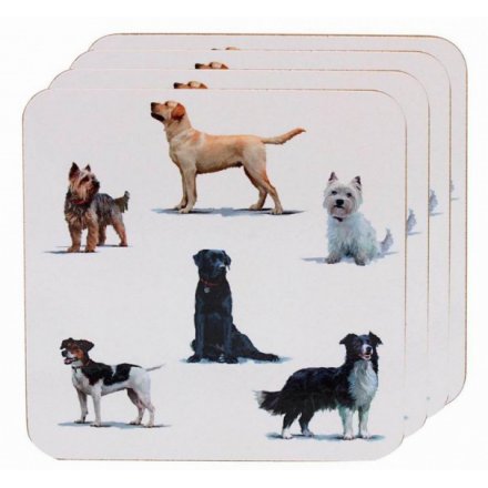 Set of 4 Dog Printed Coasters