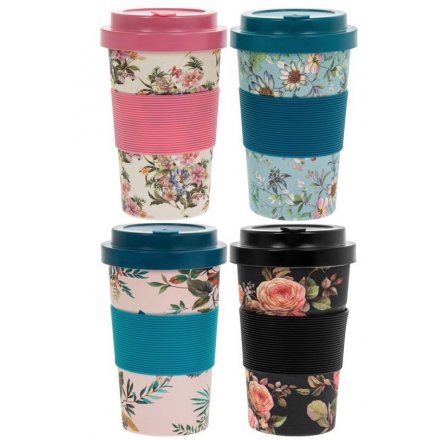 Assorted Floral Printed Bamboo Cups 