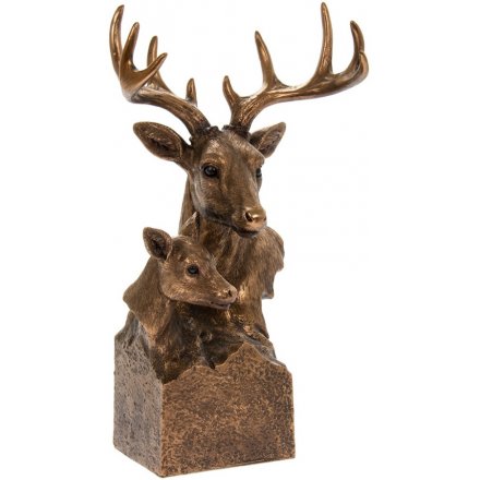 Bronzed Stag and Deer Bust from Reflections
