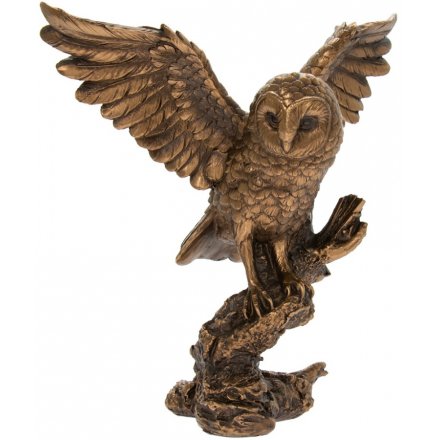 Bronzed Reflections Ornamental Owl, 20cm