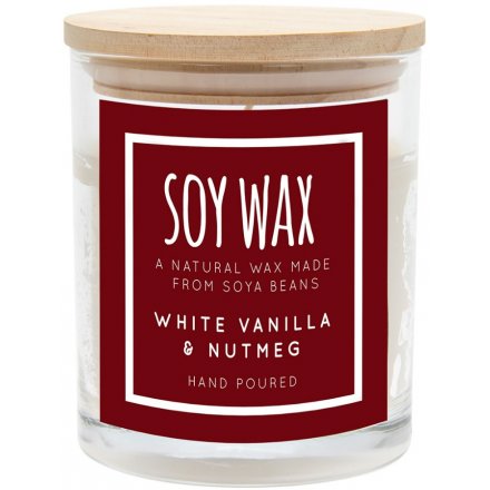 White Vanilla & Nutmeg Soy Wax Candle - Medium 