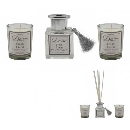 Desire Fresh Linen Boutique Diffuser & Candle Set 