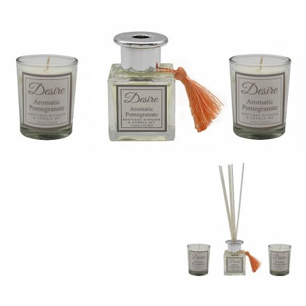 Desire Boutique Diffuser & Candle Set - Aromatic Pomegranate