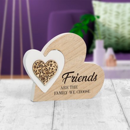 'Friends Are Family' Natural Toned Side Heart Block 
