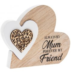  Bring home a sentimental and almost sweet feel with this natural toned smooth wooden heart block 