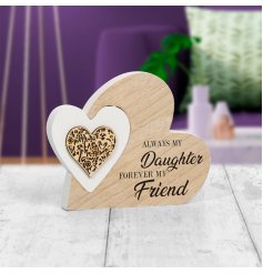   Bring home a sentimental and almost sweet feel with this natural toned smooth wooden heart block 