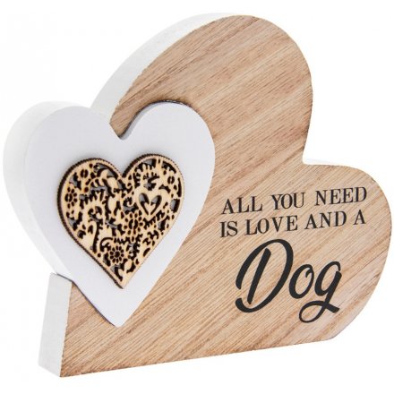 'Love and a Dog' Natural Toned Side Heart Block 