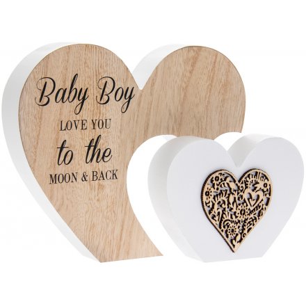 Double Heart Baby Boy Plaque