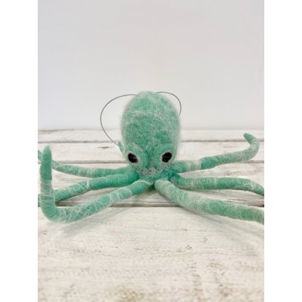 A unique and fabulous hanging octopus decoration with bendy legs and a diamond necklace. 