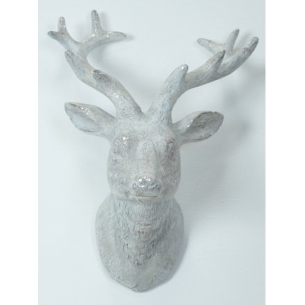 Large White Washed Stags Head 