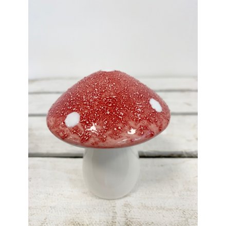 A textured ceramic mushroom for a woodland theme