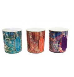   A gorgeous mix of beautifully decorated candle pots in an array of colours 