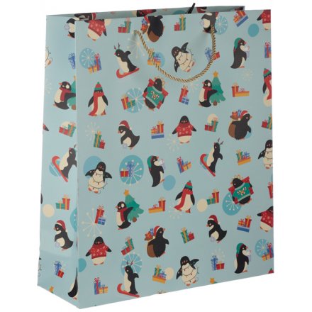 Extra Large Christmas Penguins Gift Bag