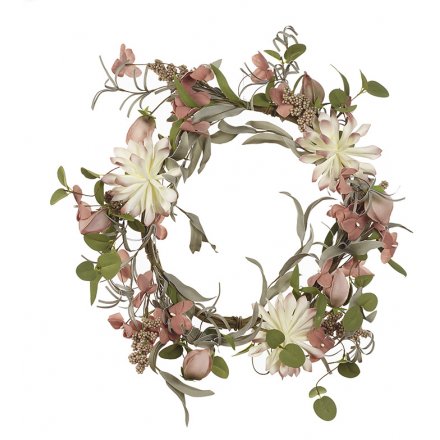 Decorative Floral Wreath, 60cm 