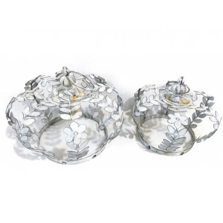 Shabby Chic Set of White Crowns 