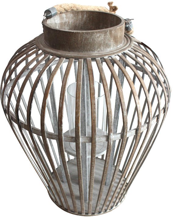 MBF1085 / Chunky Rope Handled Bamboo Lantern 42cm 45968 Interior