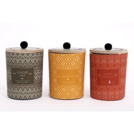 African Inspired Candle Pots, 3asst 12cm