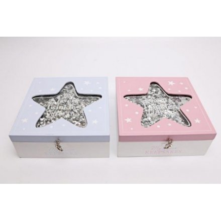 Glitter Star Keepsake Boxes, 2asst 