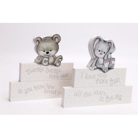 Baby Bear and Bunny Tiered Plaques 20cm