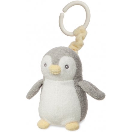 Grey Pompom Penguin Pram Rattle 