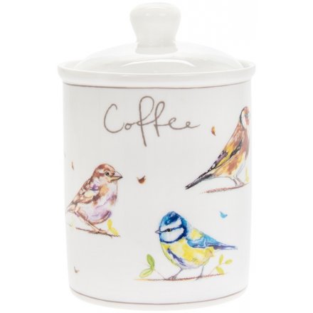 Garden Birds Ceramic Canister - Coffee 