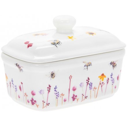 Busy Bee Ceramic Butter Dish 
