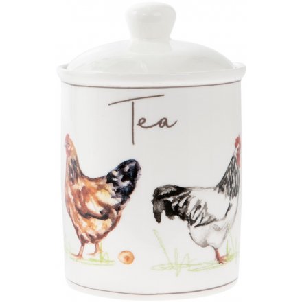 Lp93603 Country Chickens Ceramic Canister Tea 46124