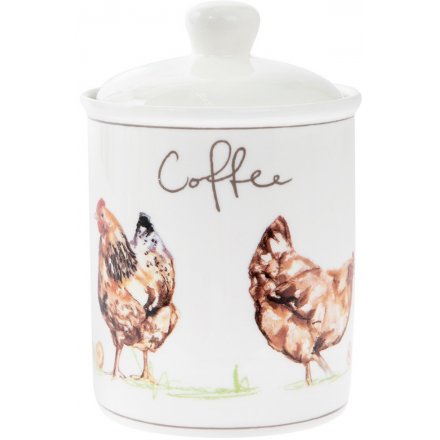 Country Chickens Ceramic Canister - Coffee 