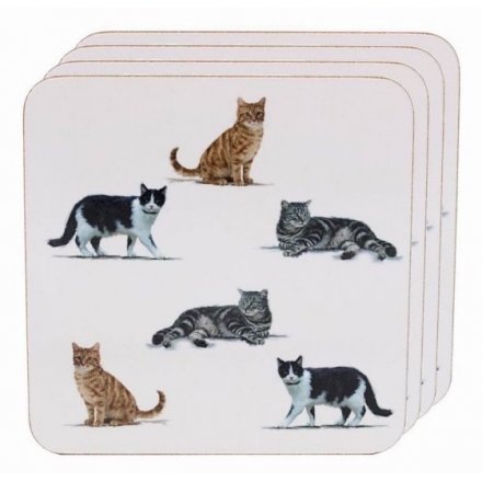 Cat Print Cork Coaster Set 