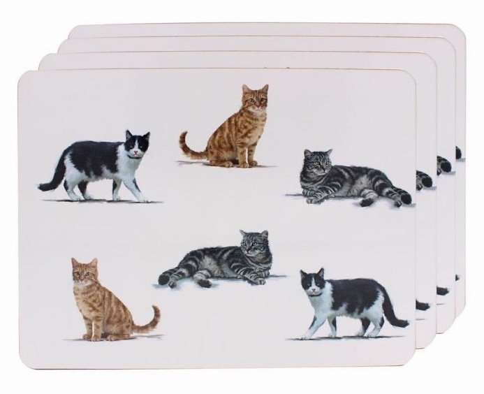 LP93800 / Set of 4 Cat Printed Placemats 46130 Kitchen & Dining