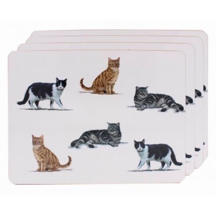Set of 4 Cat Printed Placemats 