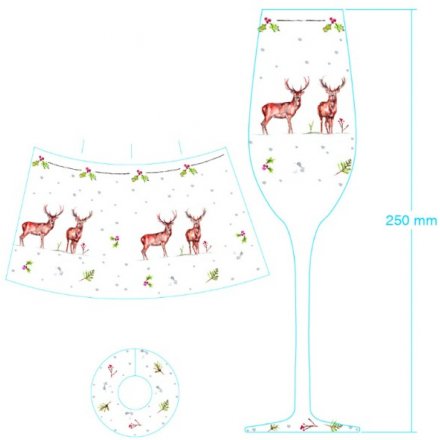 Illustrated Winter Reindeer Champagne Flute