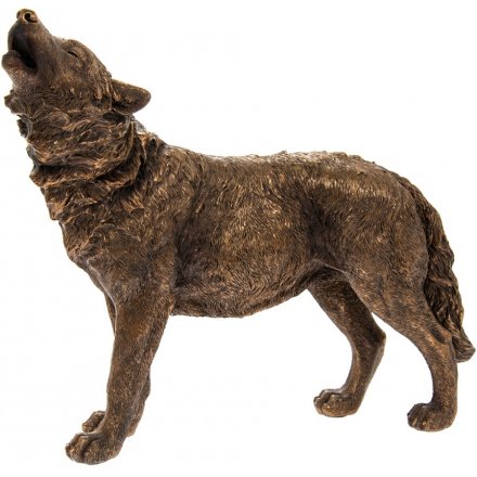 Howling Wolf Bronzed Figure 