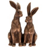   This beautiful bronzed set of sitting Hares will look perfect in any country home 
