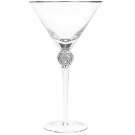 an elegant themed diamonte martini glass with a sparkle 