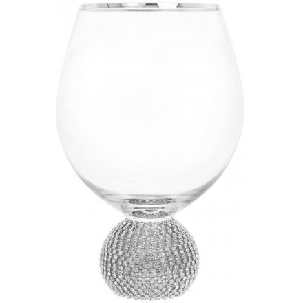  A luxe themed Stemless Wine Glass featuring a diamonte ball base 