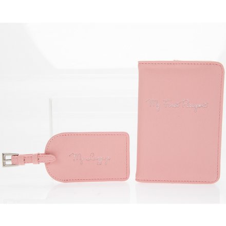 Pink Faux Leather First Travel Set 