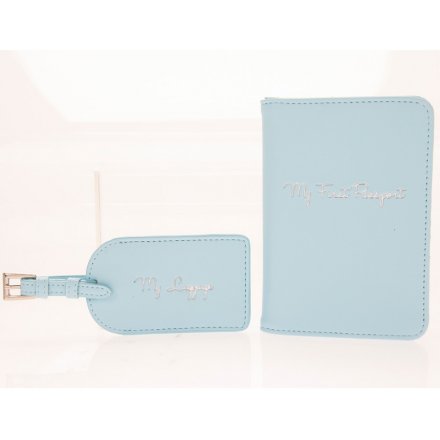 Blue Faux Leather First Travel Set 